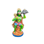 Bright green painted Hindu God Hanuman Statue carrying a mountain and a mace