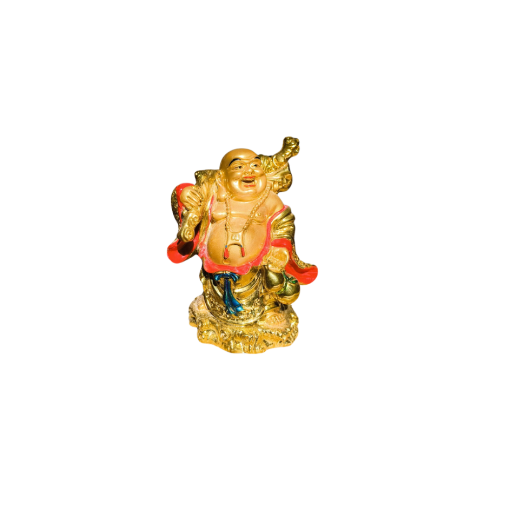 Laughing Buddha (Gold, Standing) சிலை
