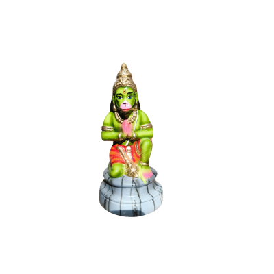 Lord Hanuman statue (kneeling green and orange)