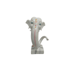 Stylized white marble-like Ganesha head and trunk Statue resting on a square base
